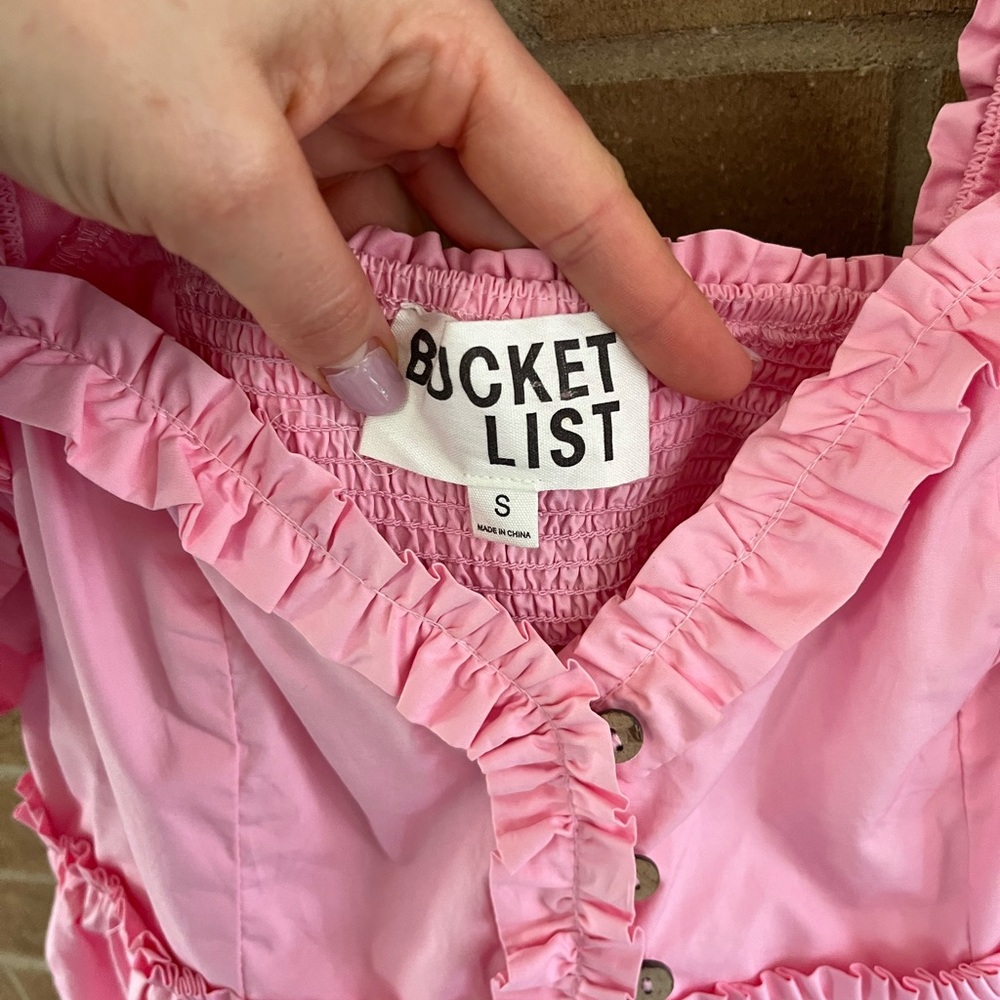 BUCKETLIST Pink Mini Dress with Puff Sleeves - Picture 4 of 4
